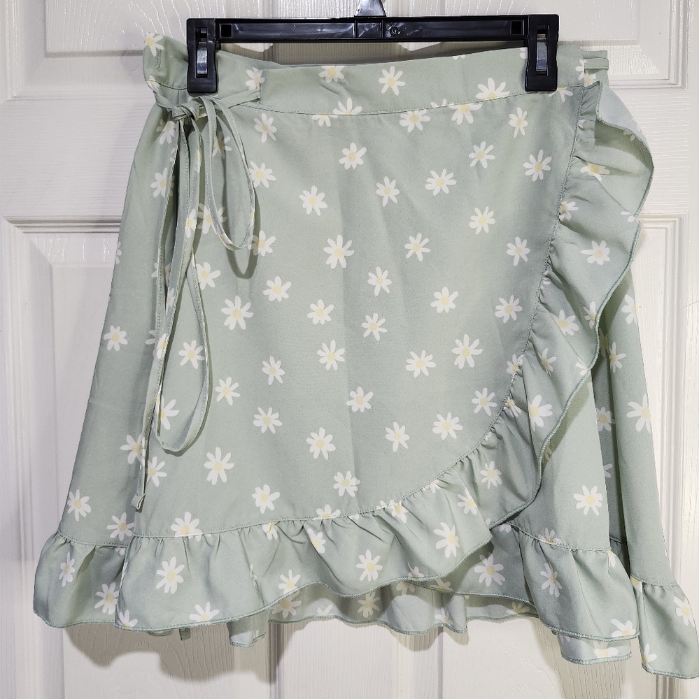 Summer & Rose Floral Mint Green Wrap Skirt